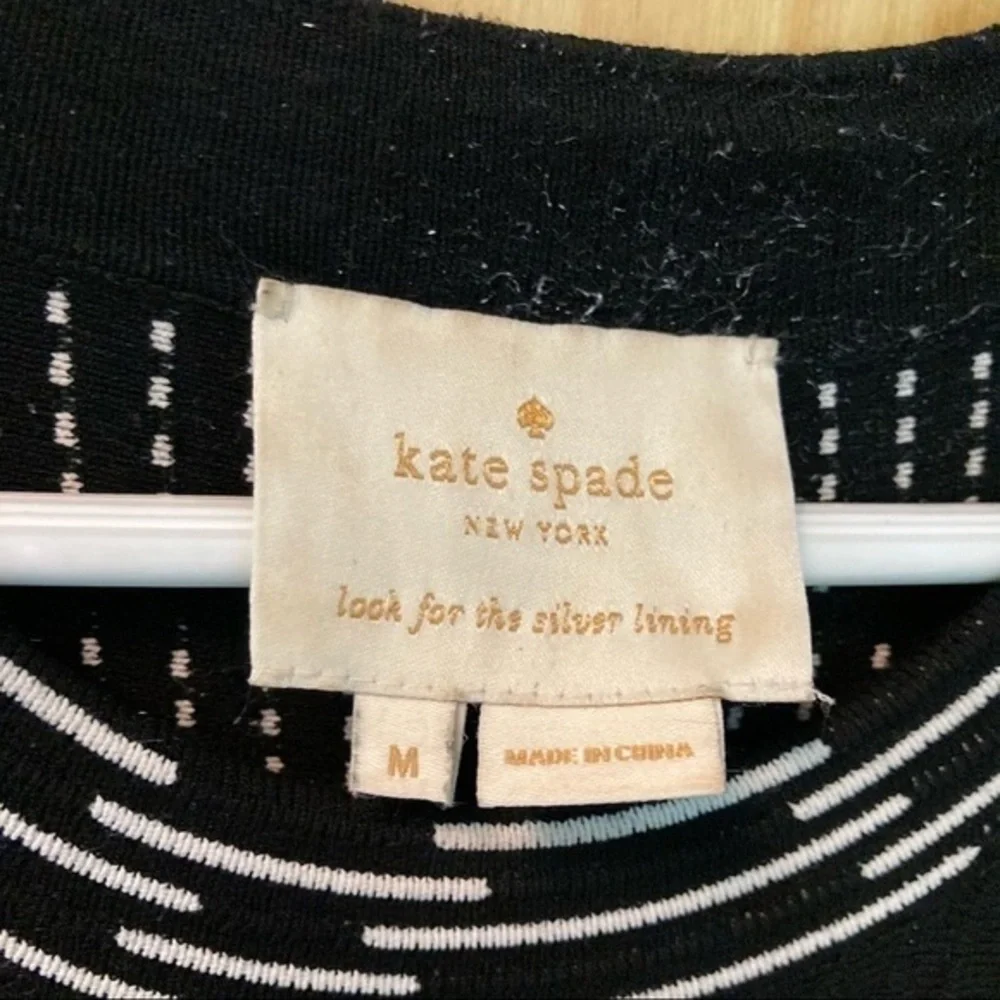 kate spade Black Midi Dress with White Dot & Wave Pattern